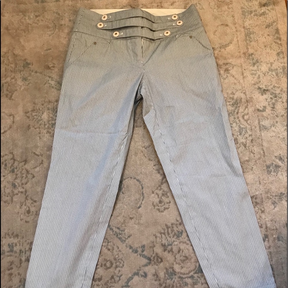 Blue & white pinstriped pants